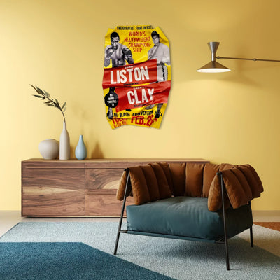 Tableau Déco Affiche Boxe "Ali vs Liston" - Tableau froissé