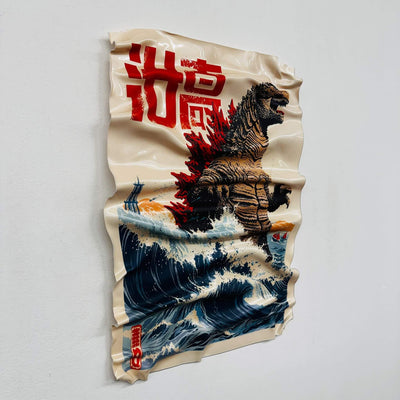 Tableau Déco Kaiju Japonais – Tableau froissé