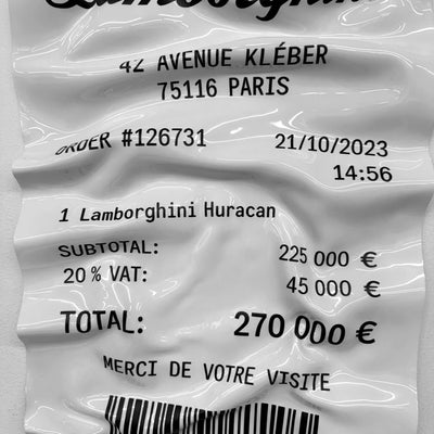 Tableau Déco Ticket Lamborghini Huracán – Zerknittertes Tableau