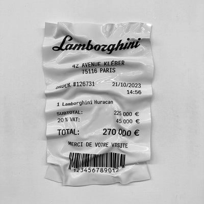 Tableau Déco Ticket Lamborghini Huracán – Zerknittertes Tableau