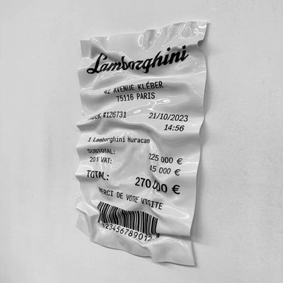 Tableau Déco Ticket Lamborghini Huracán – Zerknittertes Tableau