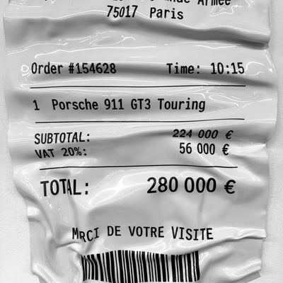 Tableau Déco Ticket Porsche 911 GT3 Touring – Tableau froissé