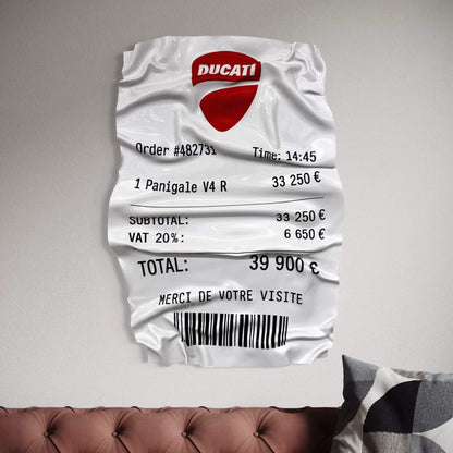 Tableau Déco Ticket “Ducati” – Tableau froissé