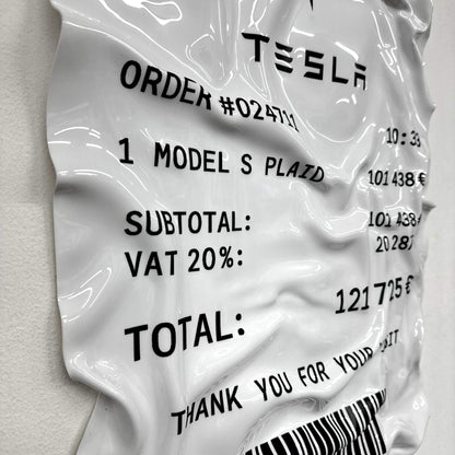 Tableau Déco Ticket “Tesla Model S Plaid” – Tableau froissé