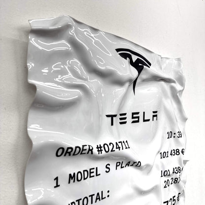 Tableau Déco Ticket “Tesla Model S Plaid” – Tableau froissé
