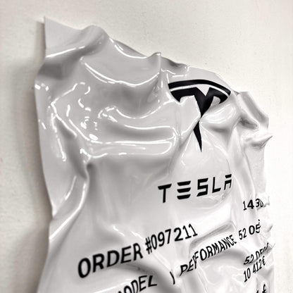 Tableau Déco Ticket “Tesla Model Y Performance” – Tableau froissé