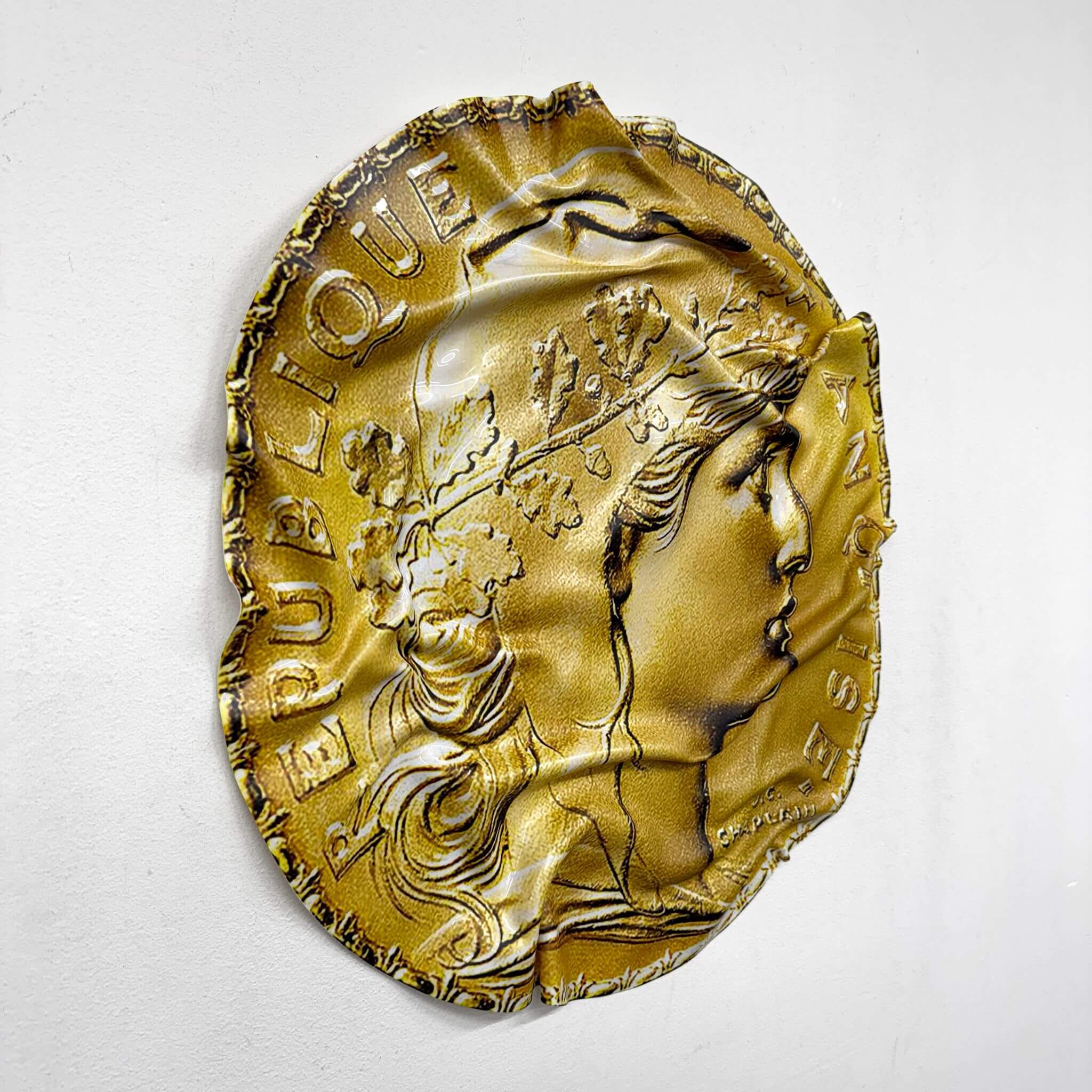 Tableau Déco “20 Francs Or – Marianne” – Tableau froissé
