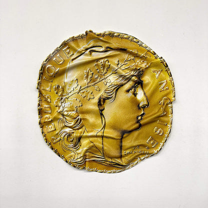Tableau Déco “20 Francs Or – Marianne” – Tableau froissé