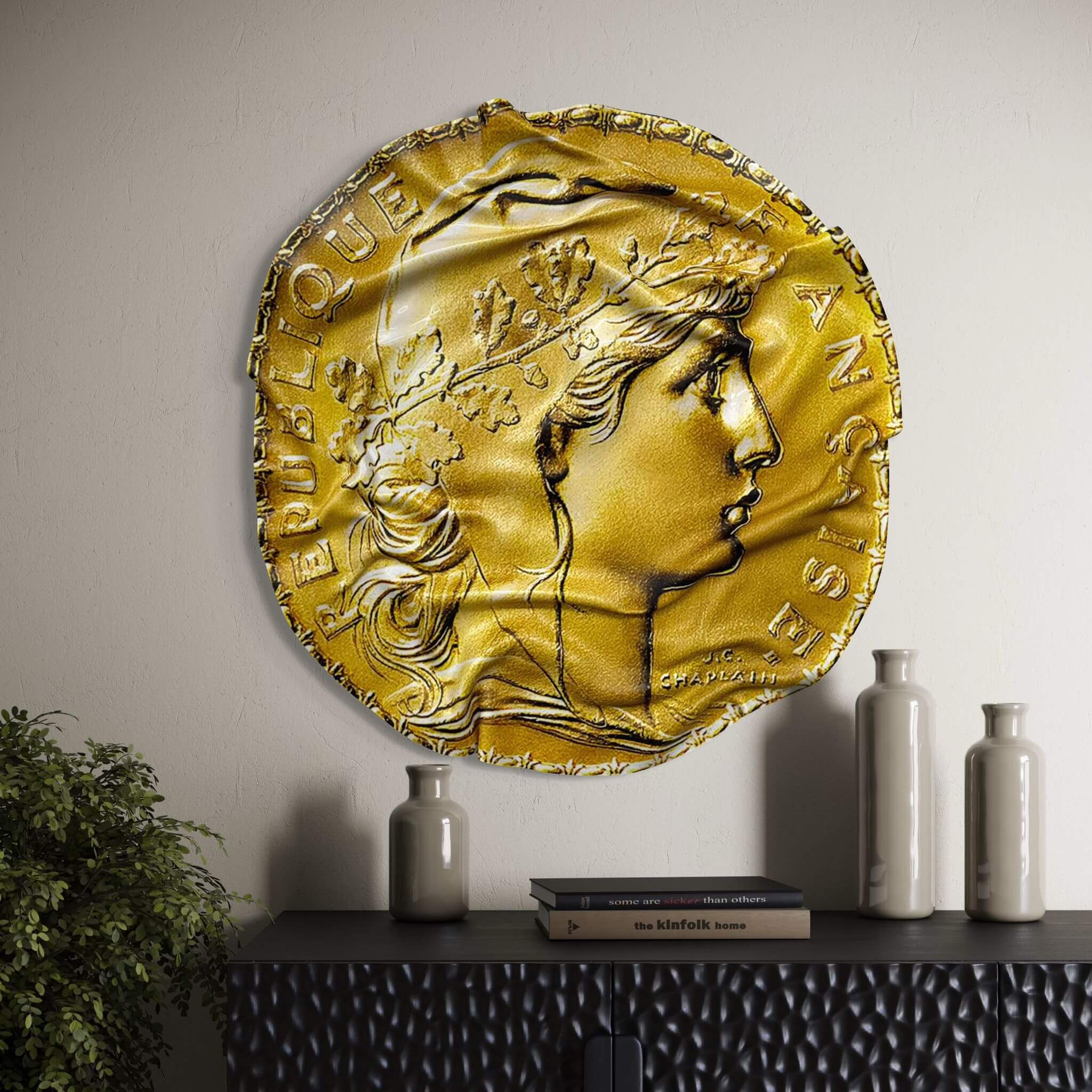 Tableau Déco “20 Francs Or – Marianne” – Tableau froissé