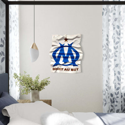 Tableau Déco Écusson OM "Olympique de Marseille" - Tableau froissé