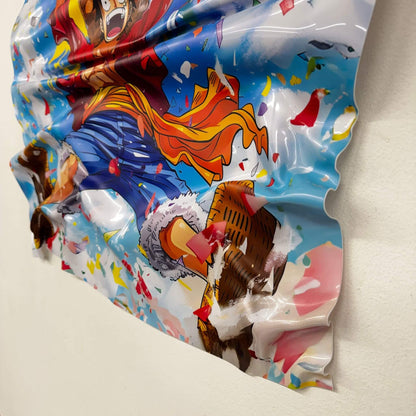 Tableau froissé One Piece "Luffy - Joie et Victoire"