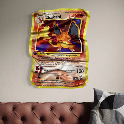 Tableau Déco Carte Pokémon Dracaufeu (Charizard) - Tableau froissé