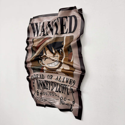 Tableau froissé – Affiche One Piece "Wanted Monkey D. Luffy"