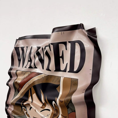 Tableau froissé – Affiche One Piece "Wanted Monkey D. Luffy"