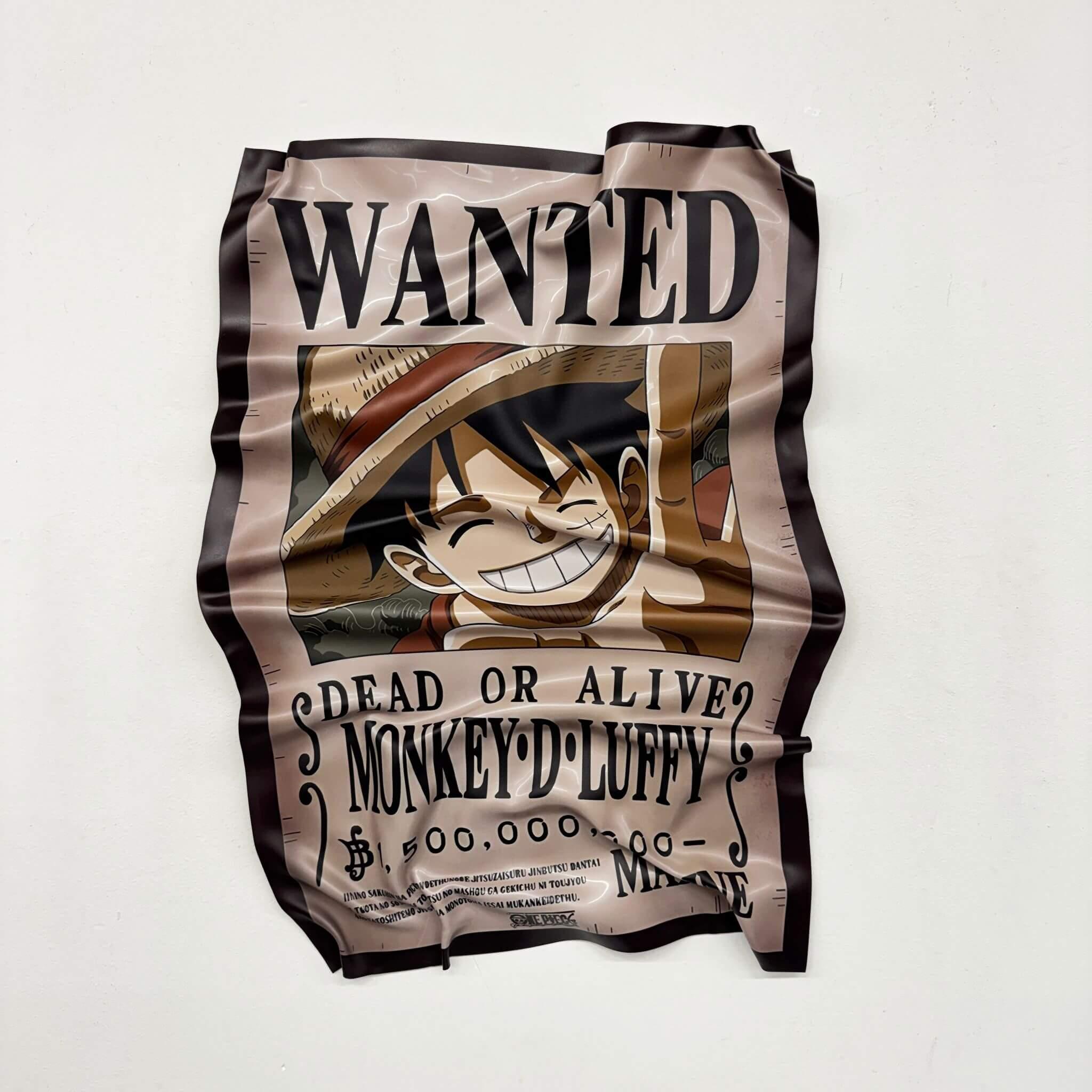 Tableau froissé – Affiche One Piece "Wanted Monkey D. Luffy"