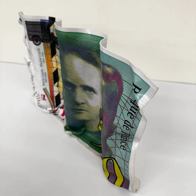 Sculpture froissée – Billet 500 Francs Pierre et Marie Curie