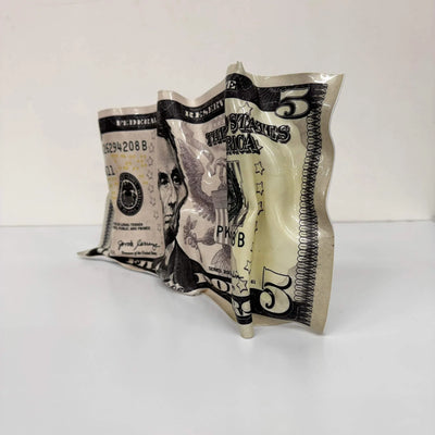 Sculpture froissée – Billet 5 Dollars Abraham Lincoln