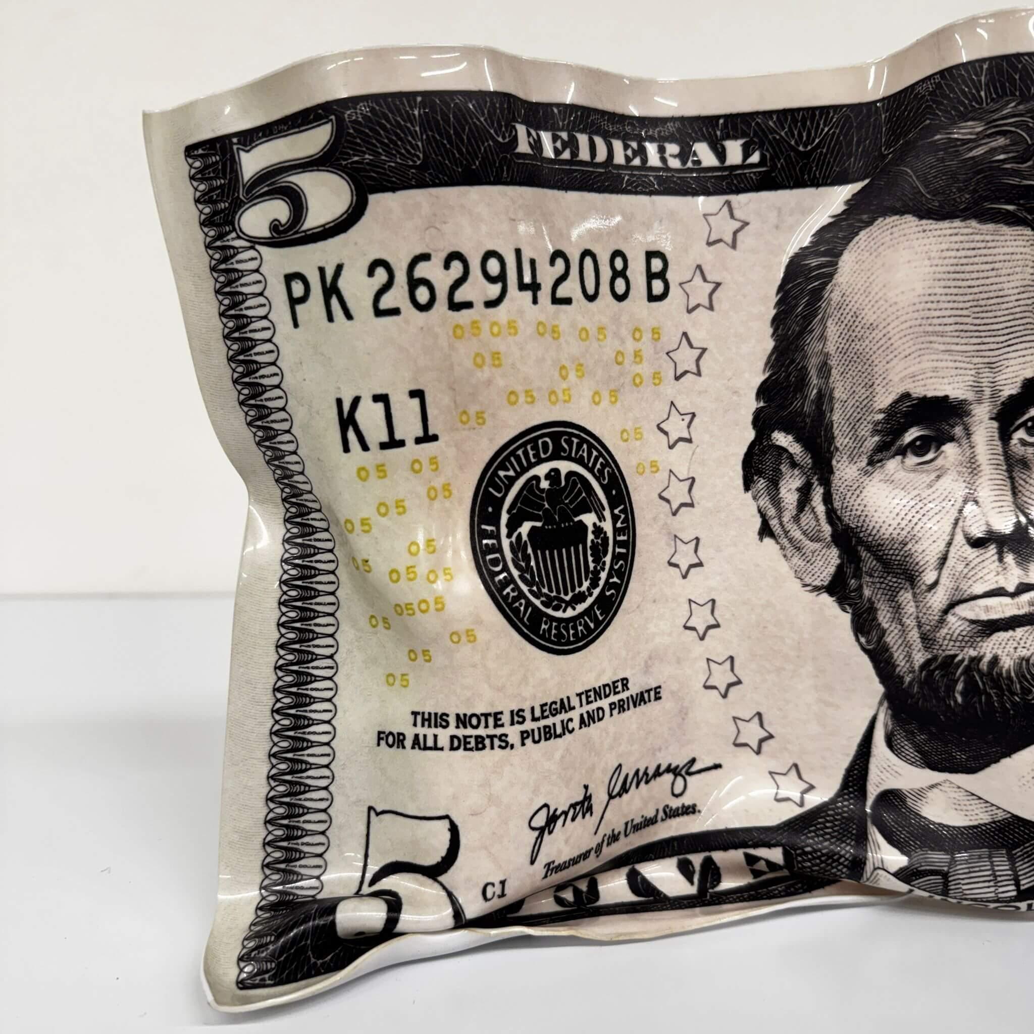 Tableau froissé – Billet 5 Dollars Abraham Lincoln