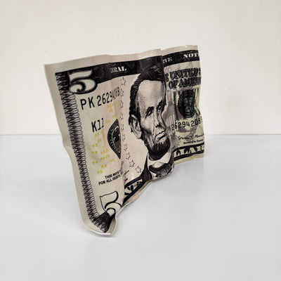 Sculpture froissée – Billet 5 Dollars Abraham Lincoln