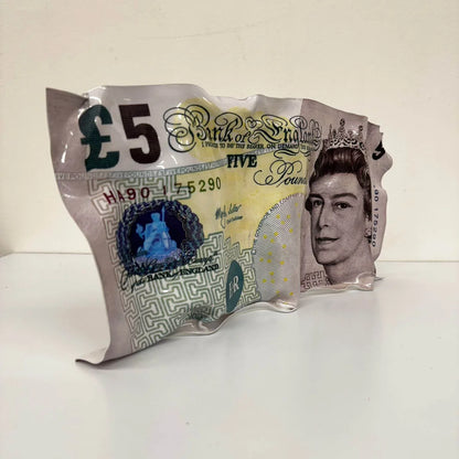 Tableau froissé – Billet 5 Livres Reine Elizabeth II