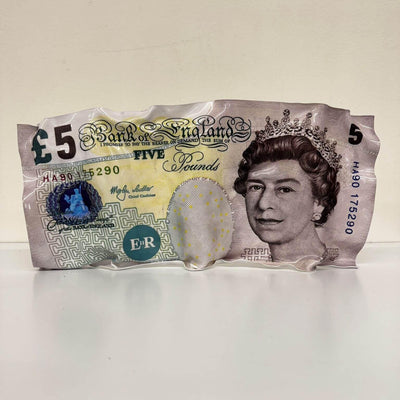 Sculpture froissée – Billet 5 Livres Reine Elizabeth II