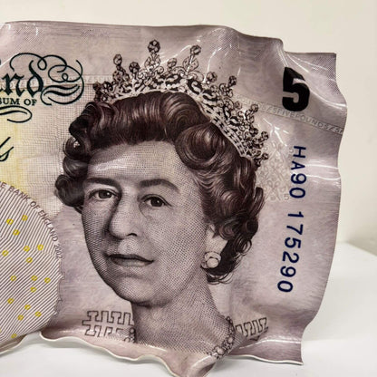 Tableau froissé – Billet 5 Livres Reine Elizabeth II