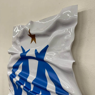 Tableau Déco Écusson OM "Olympique de Marseille" - Tableau froissé