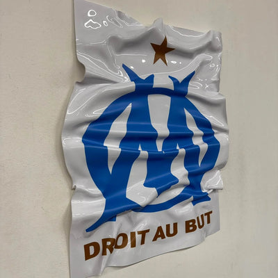 Tableau Déco Écusson OM "Olympique de Marseille" - Tableau froissé