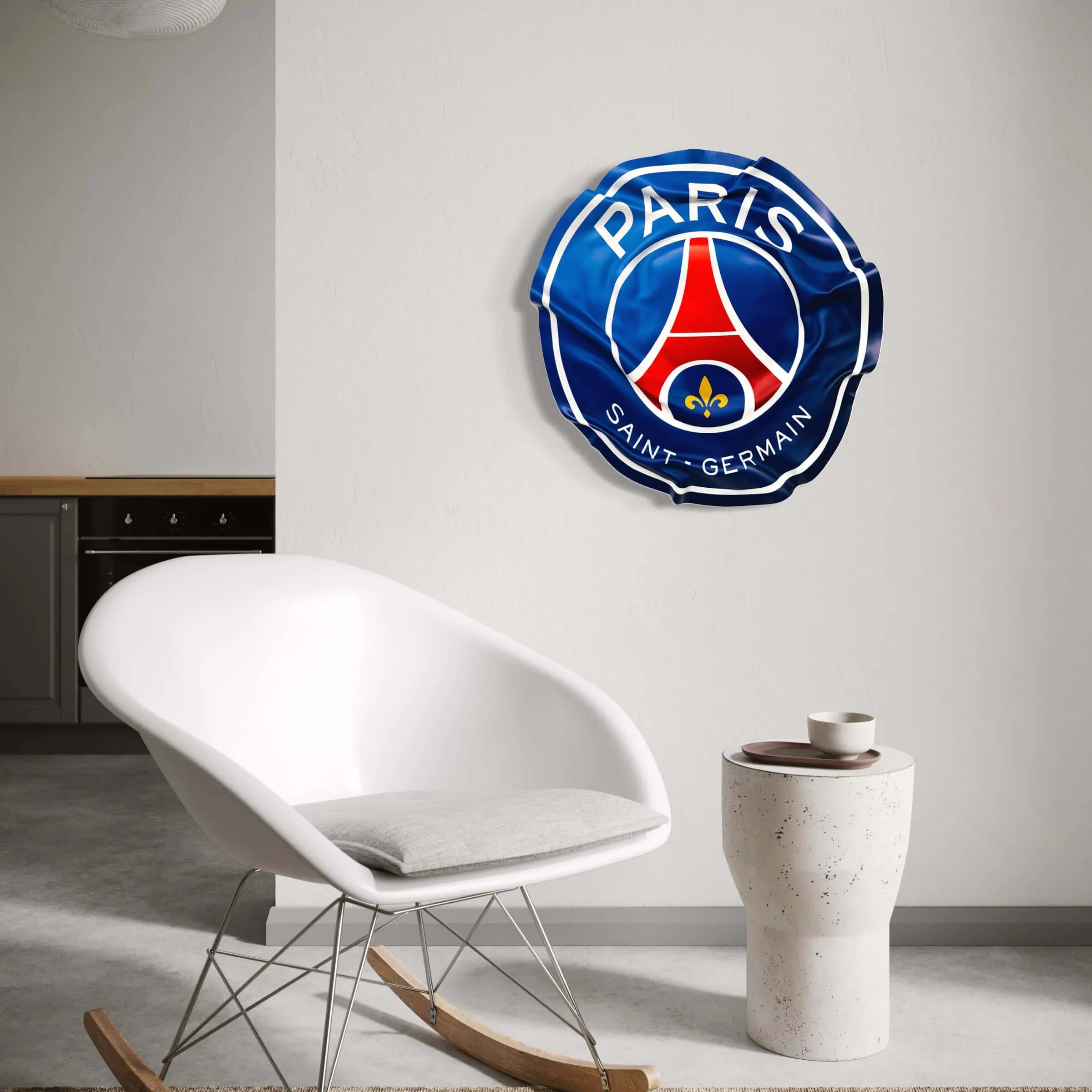 Tableau Déco Écusson PSG "Paris Saint-Germain" - Tableau froissé
