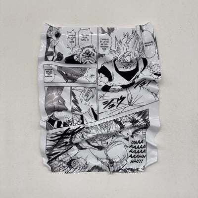 Tableau Déco Dragon Ball "Goku vs Beerus" - Tableau froissé