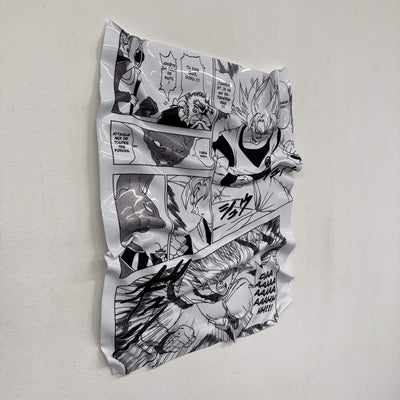 Tableau Déco Dragon Ball "Goku vs Beerus" - Tableau froissé