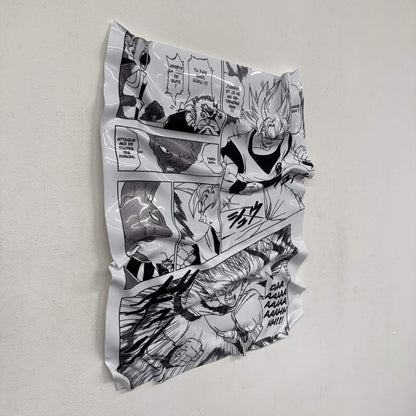 Tableau froissé – Dragon Ball "Goku vs Beerus"