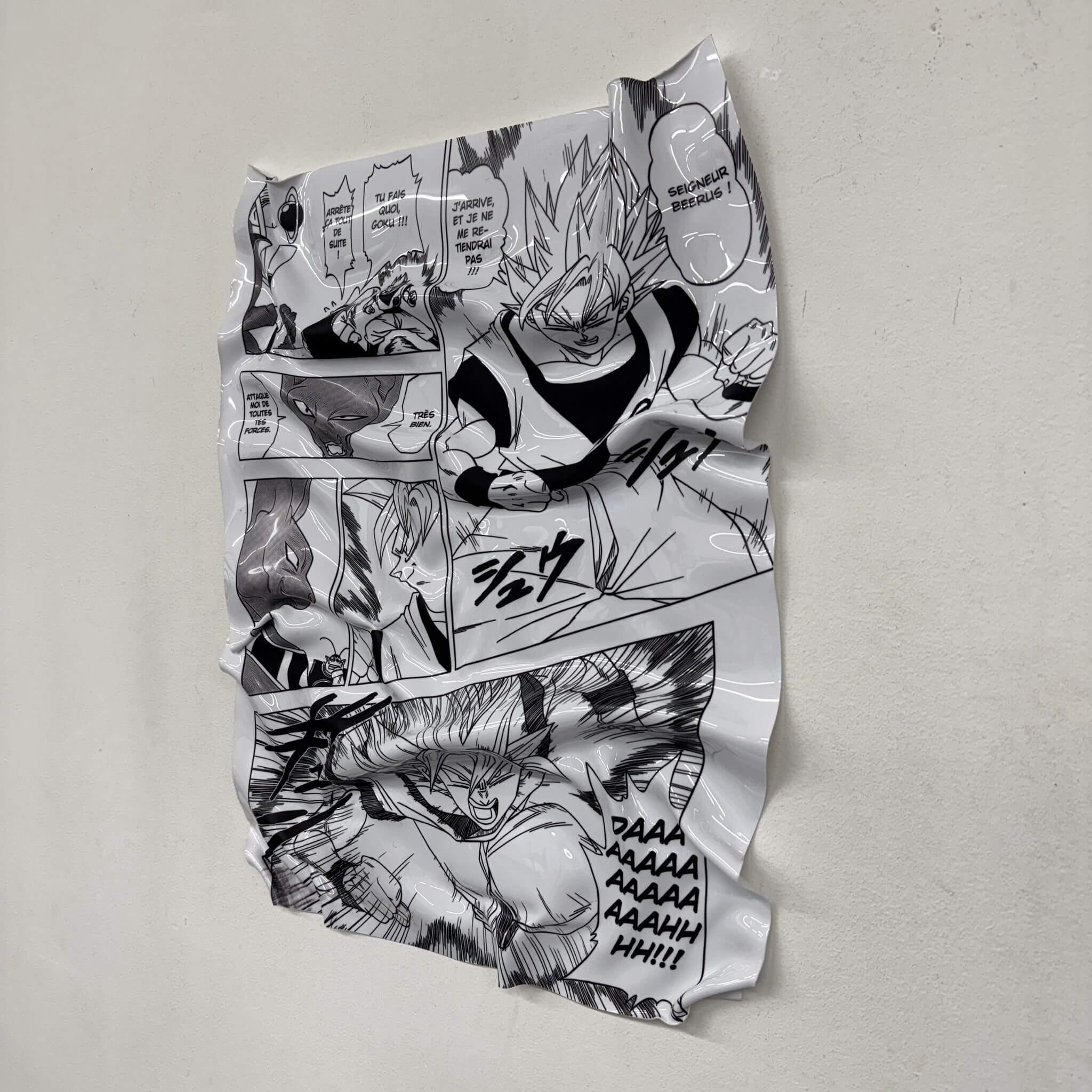 Tableau froissé – Dragon Ball "Goku vs Beerus"