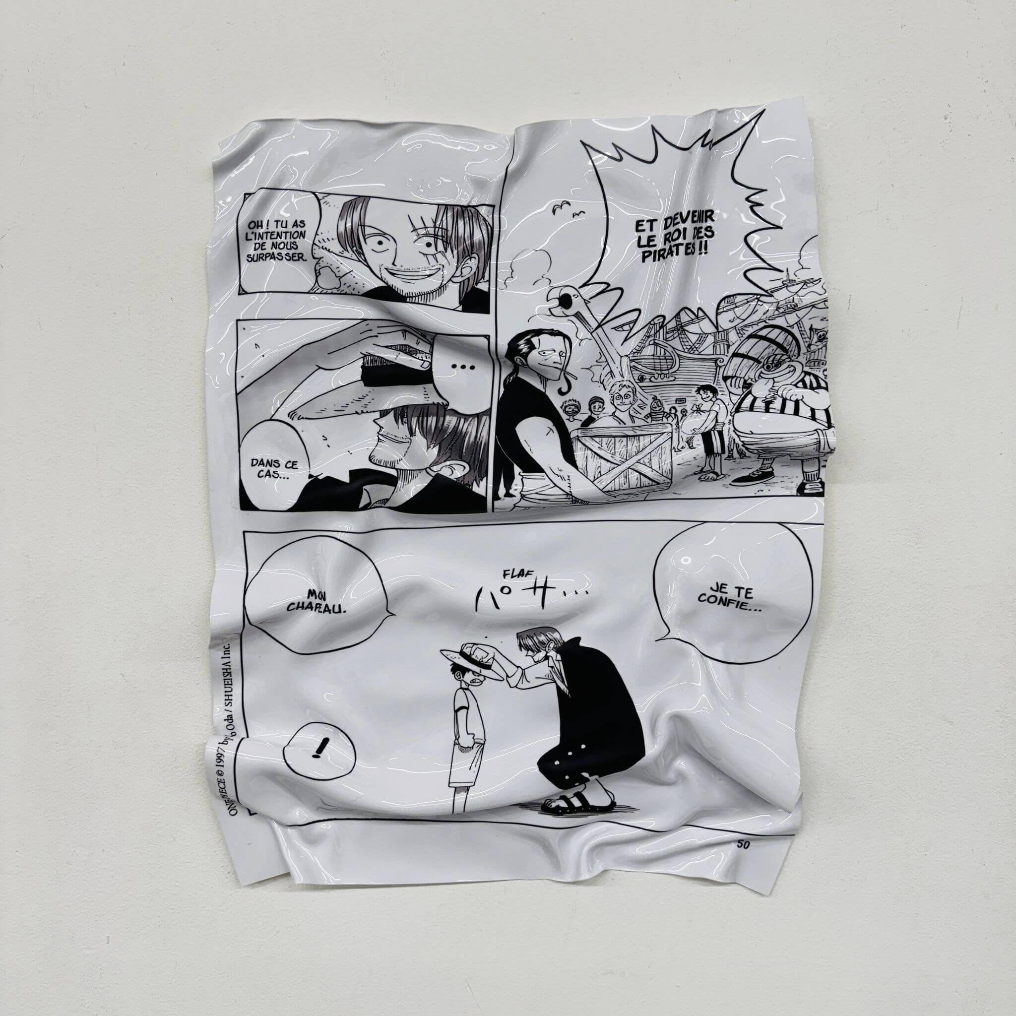 Tableau froissé – Manga One Piece "Le Chapeau Promis"
