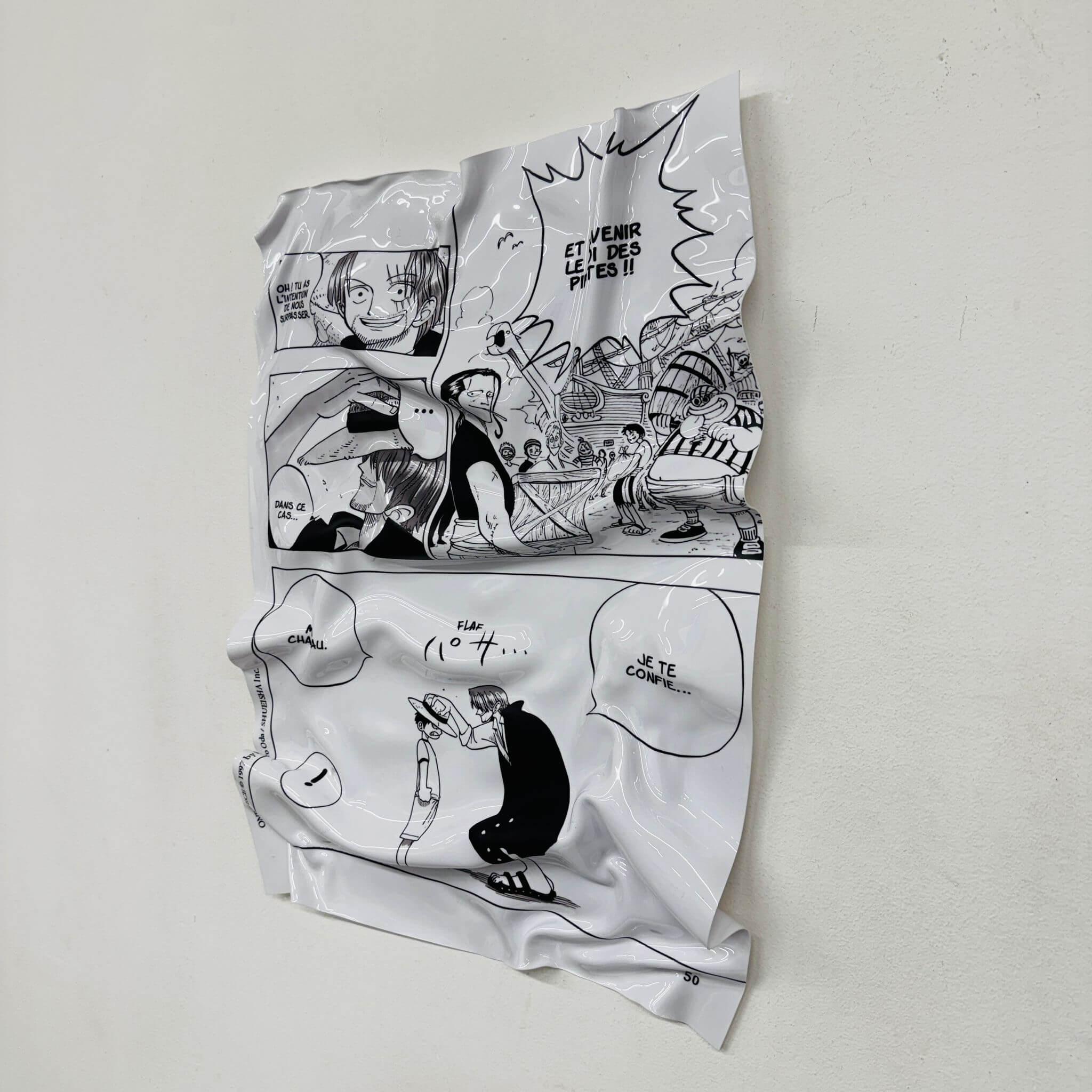 Tableau froissé – Manga One Piece "Le Chapeau Promis"