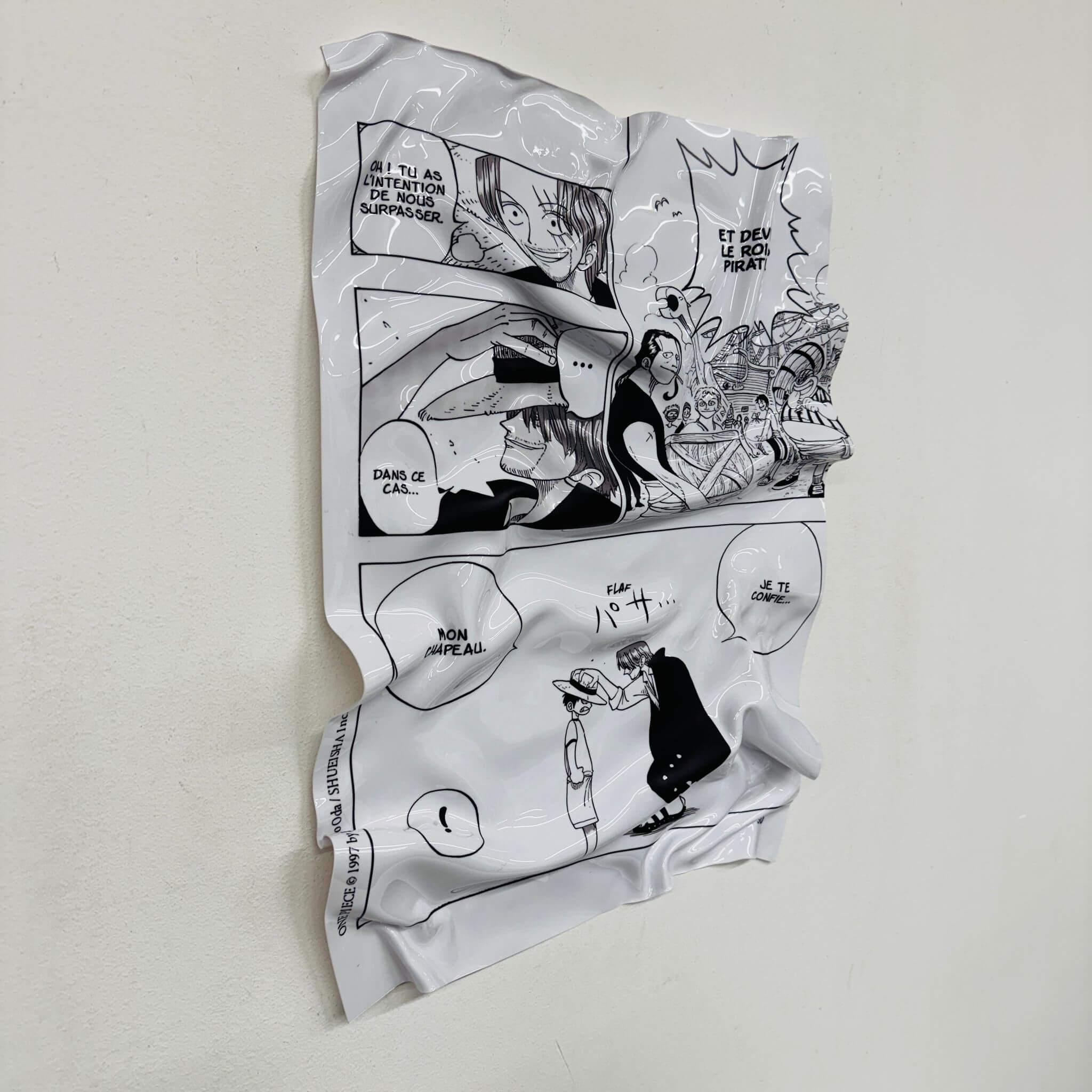 Tableau froissé – Manga One Piece "Le Chapeau Promis"