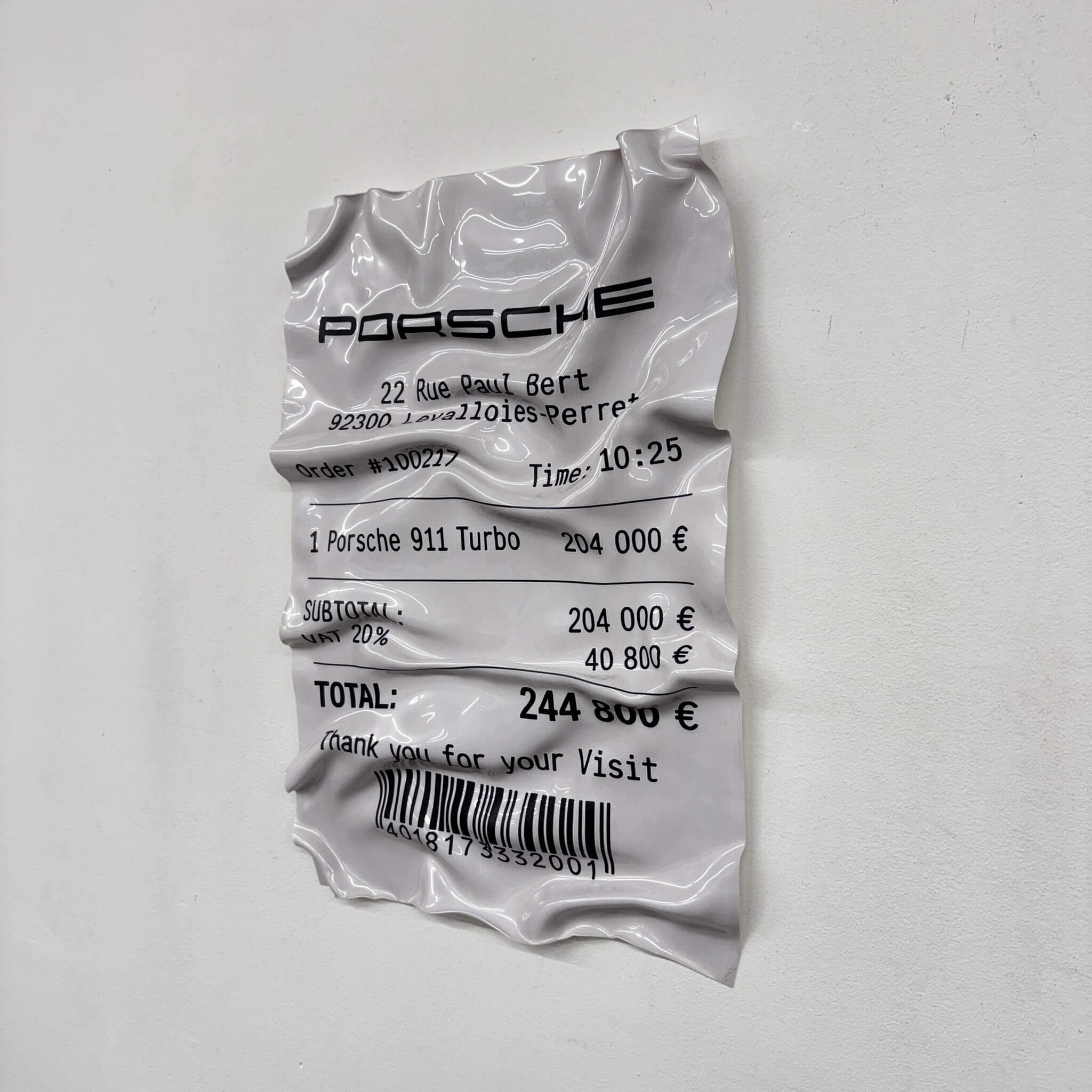 Tableau Déco Ticket Porsche 911 Turbo - Tableau froissé