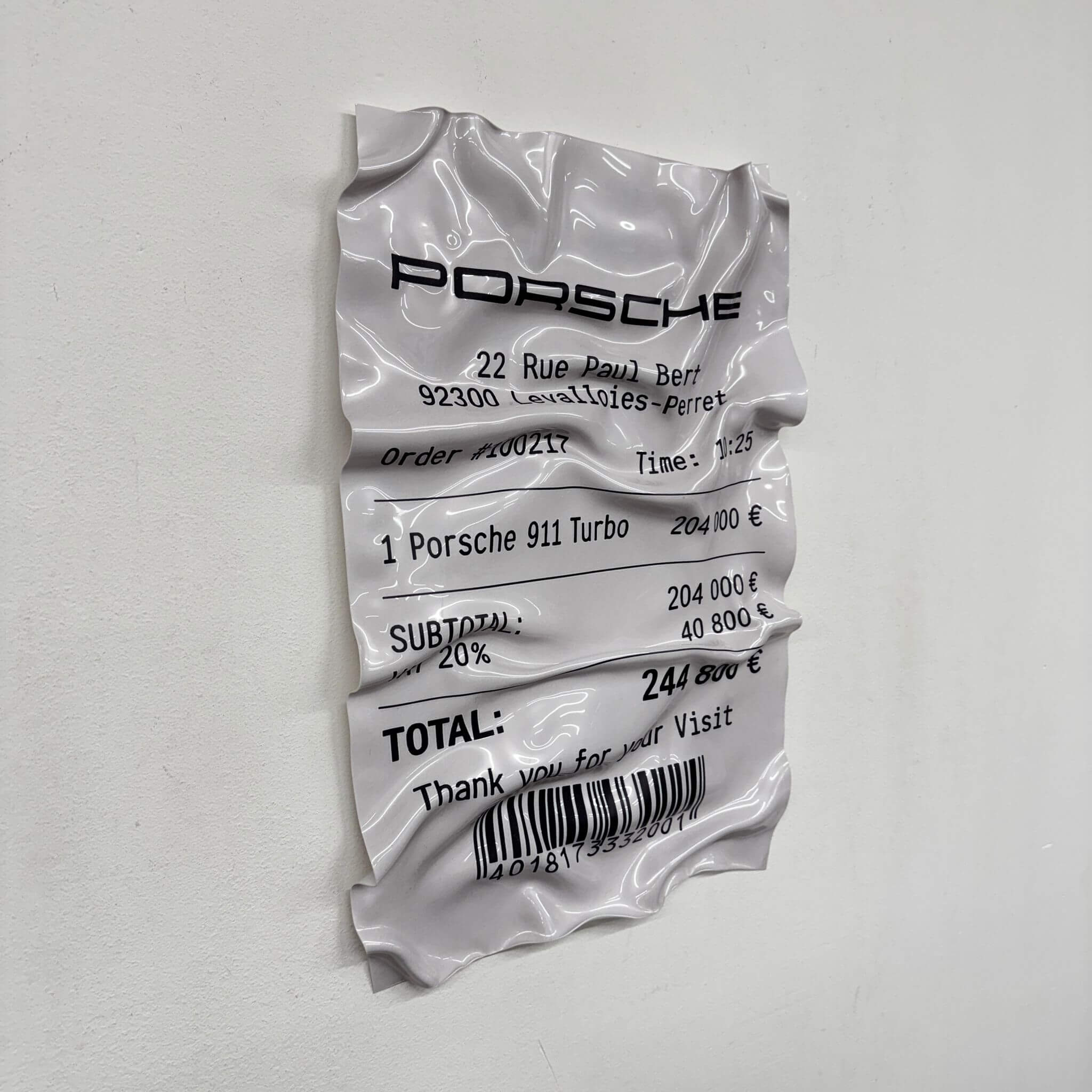 Tableau Déco Ticket Porsche 911 Turbo - Tableau froissé