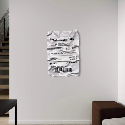 Tableau Déco Ticket Porsche 911 Turbo - Tableau froissé