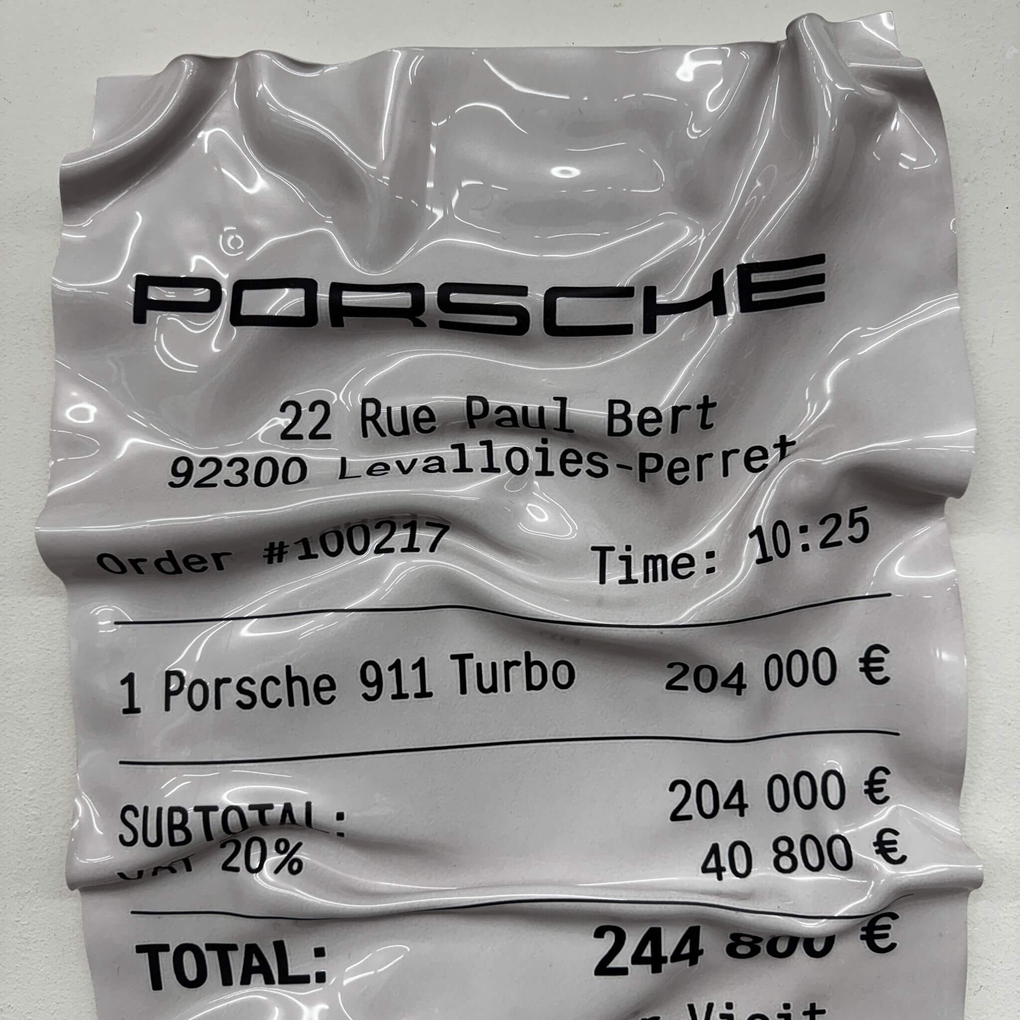 Tableau Déco Ticket Porsche 911 Turbo - Tableau froissé