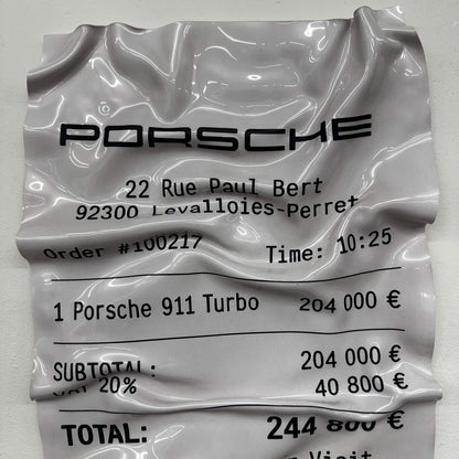 Tableau Déco Ticket Porsche 911 Turbo - Tableau froissé