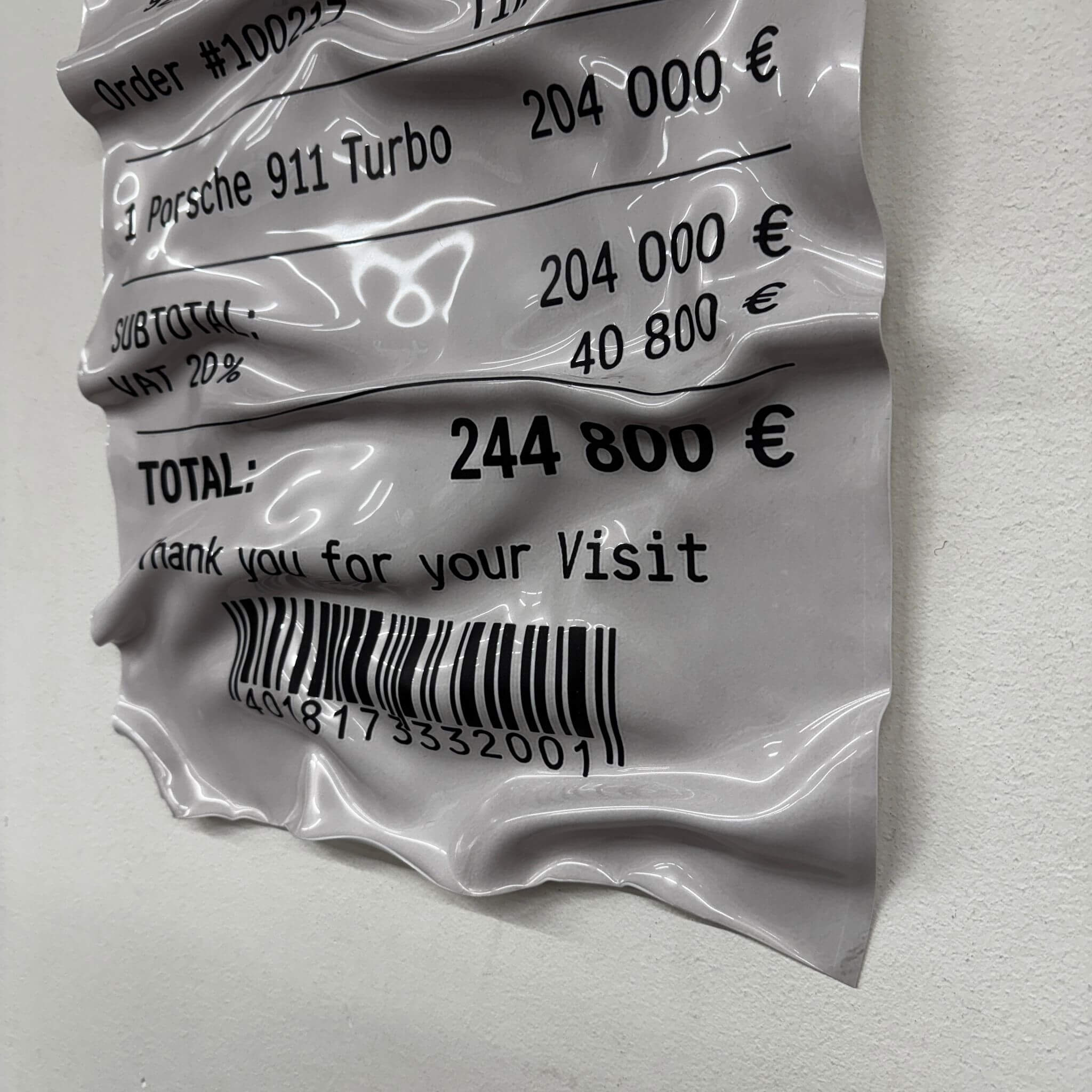 Tableau Déco Ticket Porsche 911 Turbo - Tableau froissé