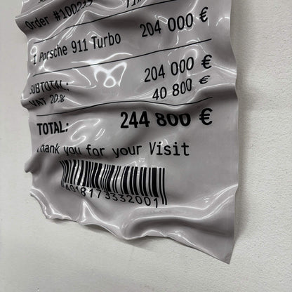Tableau Déco Ticket Porsche 911 Turbo - Tableau froissé