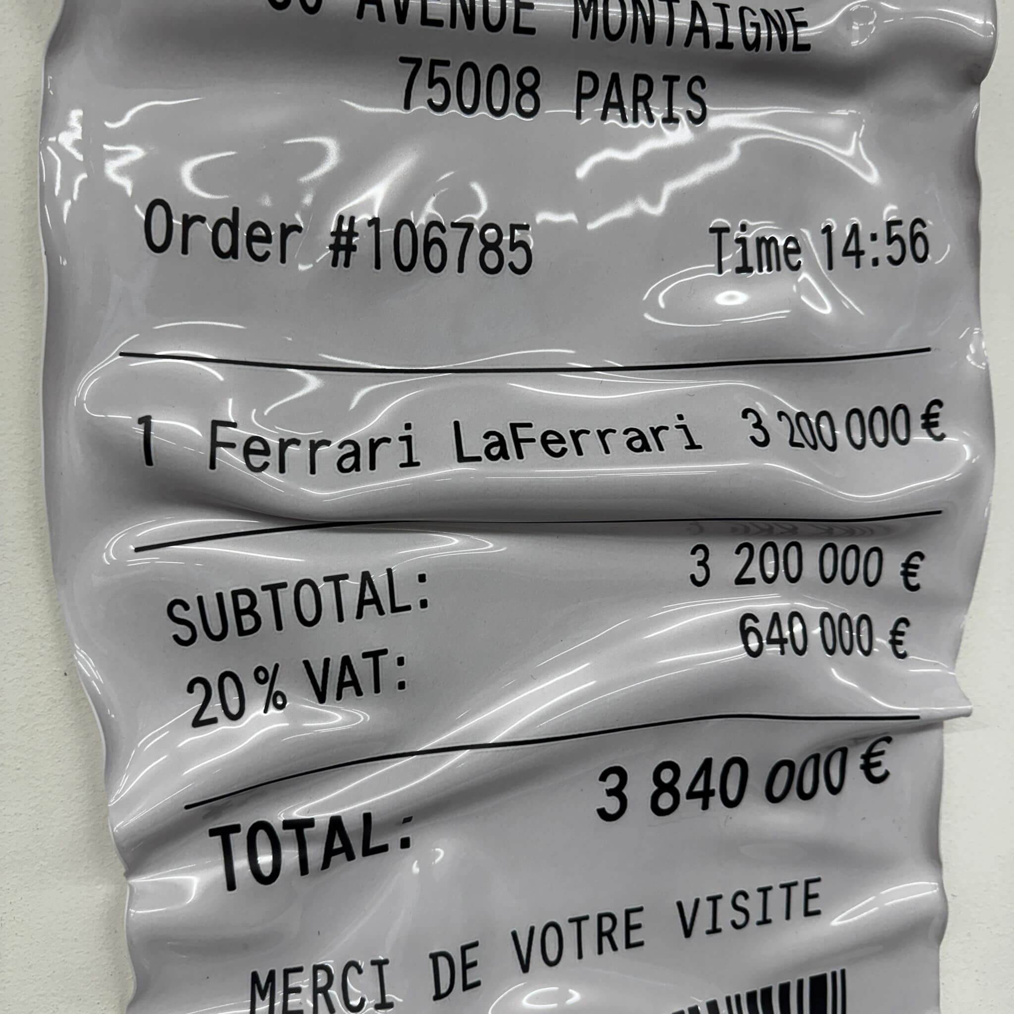 Tableau Déco Ticket "LaFerrari" - Tableau froissé