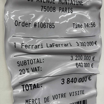 Tableau Déco Ticket "LaFerrari" - Tableau froissé