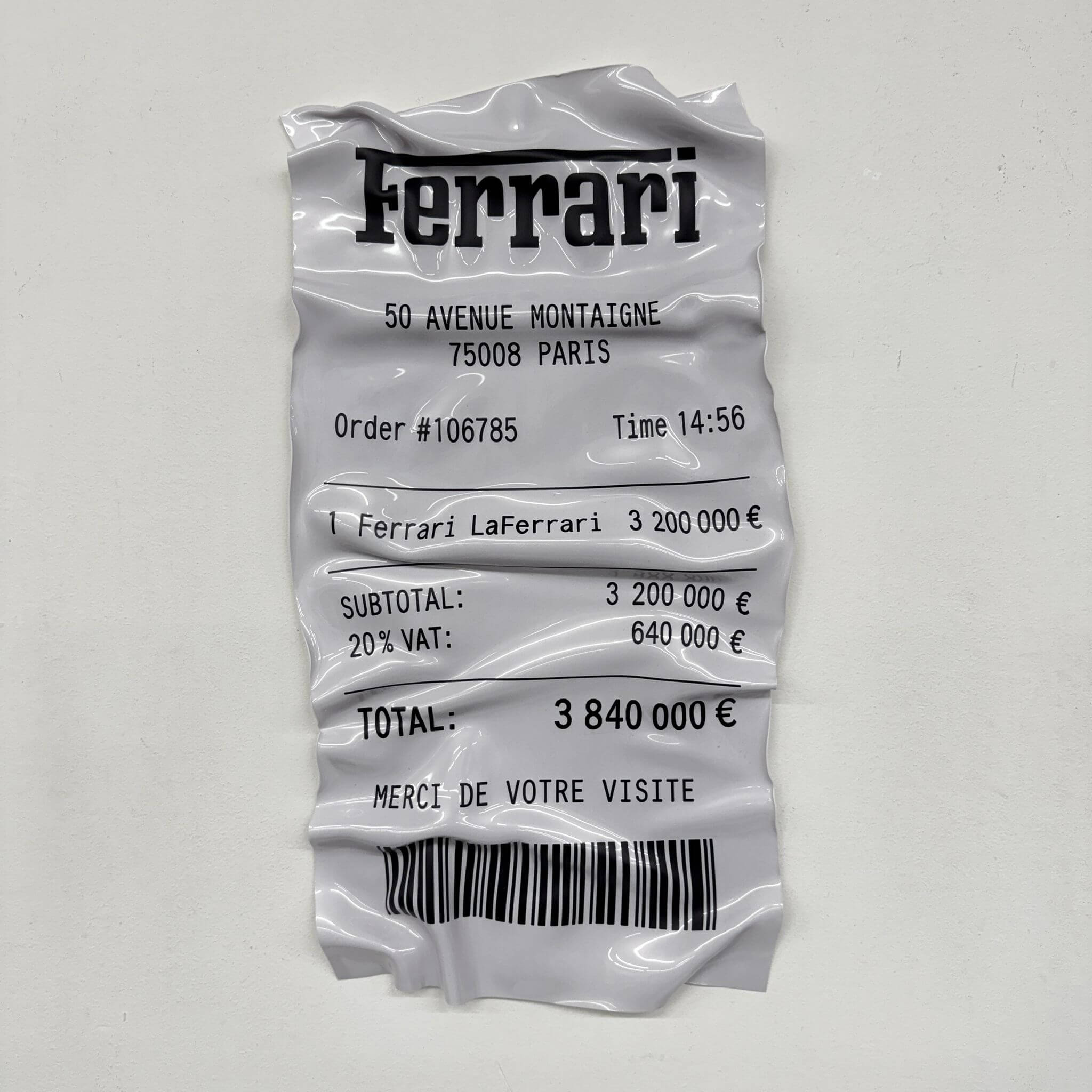 Tableau Déco Ticket "LaFerrari" - Tableau froissé