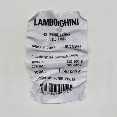 Tableau Déco Ticket "Lamborghini Countach LP400" - Biglietto stropicciato