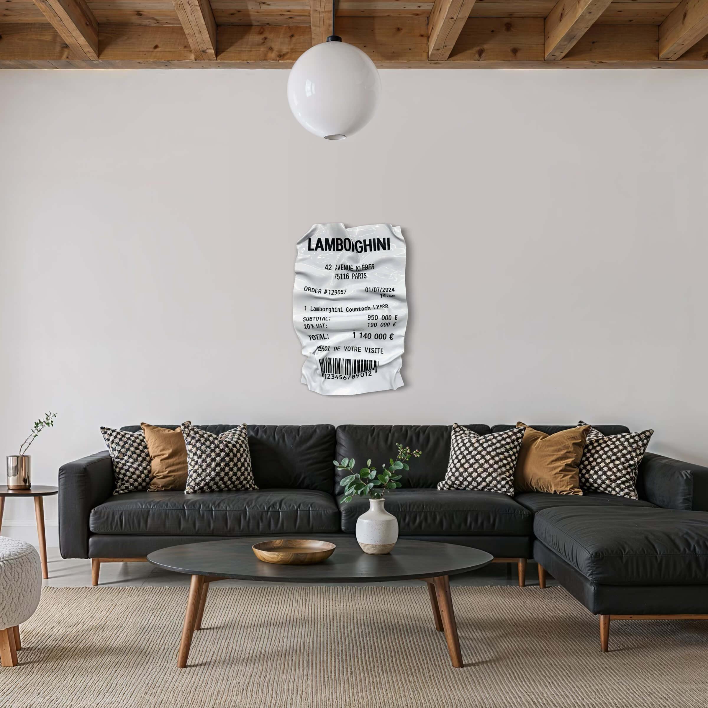 Tableau froissé – Ticket "Lamborghini Countach LP400"