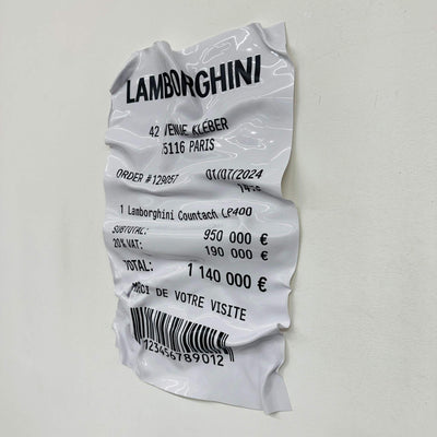 Tableau Déco Ticket "Lamborghini Countach LP400" - Biglietto stropicciato