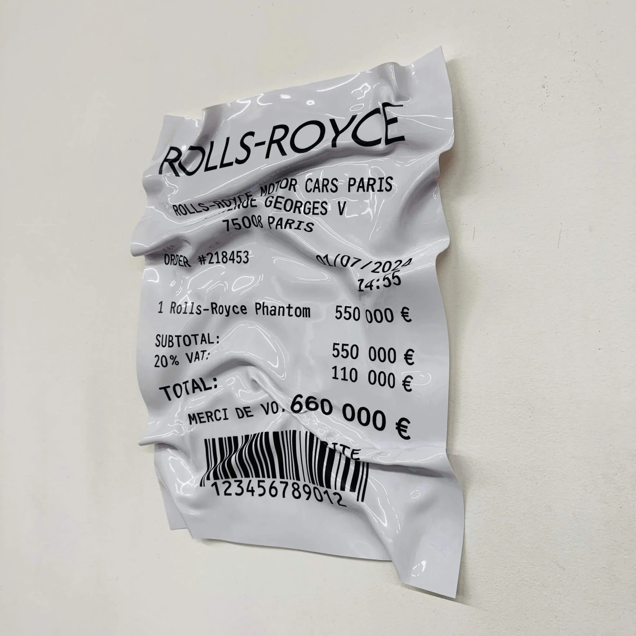 Tableau froissé – Ticket "Rolls-Royce Phantom"